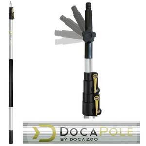 lot 8783 image: DocaPole 5-12 foot Extension Pole - Multi-Purpose Telescopic Pole  Light Bulb Changer  Paint Roller  Feather Duster Pole  Telescoping Pole for Window Cleaning, Gutter Cleaning & Hanging L