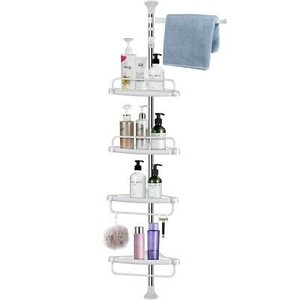 lot 8784 image: HOMEMAXS Rustproof Telescopic 4 Tiers Organizer Shelf Corner Caddy Storage Rack