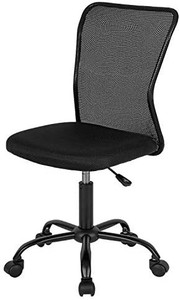 lot 8786 image: Home Office Chair Mid Back Mesh Desk Chair Armless Computer Chair Ergonomic Task Rolling Swivel Chair Back Support Adjustable Modern Chair with Lumbar Support (Black)