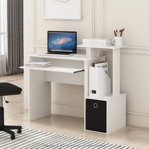 lot 8798 image: Furinno Econ Multipurpose Home Office Computer Writing Desk wBin, WhiteBlack