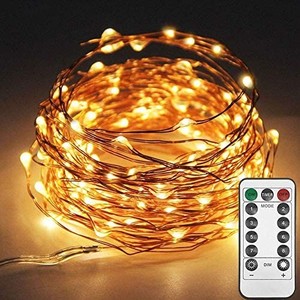 lot 2005 image: 100LED Copper Wire String Lights Fairy String Lights 8 Modes LED String Lightswith Remote Control for Wedding Party Home Christmas Decoration, Warm White