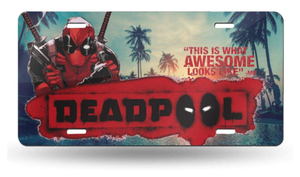 lot 2024 image: Dead-Pool License Plate,Decorative Car Front License Plate Vanity Tag,Metal Car Sign for Men Women varies from stock photo
