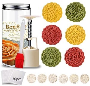 lot 2030 image: BenRan moon cake mooncake mold molder mould set Bath Bomb molds 50g 75g100g150g (A-100g-6 Flower