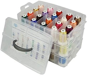 lot 2031 image: Simthread Machine Embroidery Thread Polyester 63 Colors with Plastic Storage Box for Embroidery,Sewing Machines