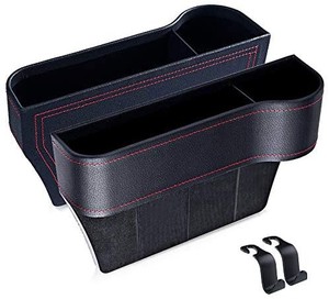 lot 2040 image: Car Seat Gap Filler Organizer Storage Box Front Seat Console Side Pocket with Cup Holder Couple 2 Pack for Cellphones Keys Cards Wallets Sunglasses varies from stock photo