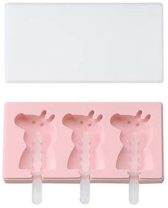 lot 2046 image: Popsicle Molds,Silicone Ice Pop Mold,Popsicle Maker,Fruit Ice Cream Maker,3 Cavities Mini Ice Maker,Different Shape Reusable Cake Pop Chocolate Molds,with Sticks,Pink (Pepa pig and friends