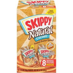 lot 2072 image: Skippy Natural Creamy Peanut Butter Individual Squeeze Packs �� 1.15oz8pk times 2 for total of 16