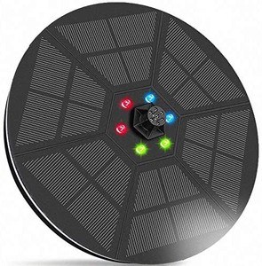lot 2078 image: Solar Fountain Pump for Bird Bath, Built-In 2000mAh Battery Solar Fountain with 6 Colorful LED Lights, Solar Powered Fountain Pump with 4 Anti-Collision Bars and 8 Nozzles for Garden