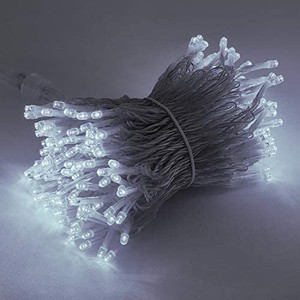 lot 2098 image: 300 Cool White LED String Lights, Adapter with Functions Controller Constant Lighting & Flashing Mode, Wide Angle LED String Lights for Wedding Party Bedroom Patio Garden ( White