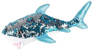 lot 2127 image: Forest & Twelfth Sequin Plush Great White Shark SmallAdorable 20 Stuffed Animal Reversible Sequins Turquoise to Silver