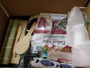 lot 2150 image: 12x17x6 inch box of mixed goodies