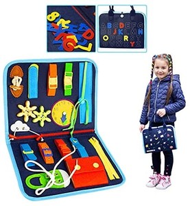 lot 2175 image: Toys Busy Board For Toddlers - Sensory Board For Learning Fine Motor Skills - Toddler Activities Toy to Travel - Baby Busy Book For Car Rides - Kids Educational Toys For Ages 3 4 5 Year Old varies from stock photo