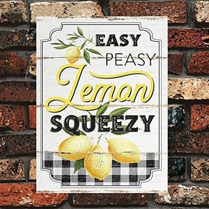 lot 2180 image: New Vintage Retro Metal Tin Sign Easy Peasy Lemon Squeezy Home Garage Bar Club Hotel Wall Decor Signs 12X8 Inch Garden Lemon Decor wavy not flat