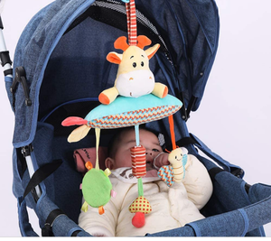 lot 2184 image: Melantha Baby Soft Hanging Rattle Squeaker Toys Plush Wind Chime with Ring Paper, Plastic Mirror for Infants Plush Animals in Stroller Car Seat Crib Travel Activity