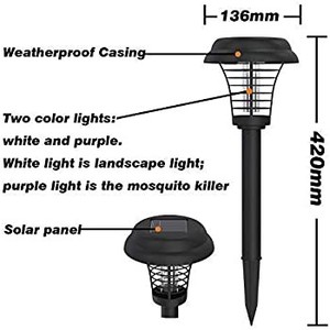 lot 2188 image: 2Pcs Solar Powered Bug Zapper LED Mosquito Killer Light Insect Pest Killer Lamp for Indoor Outdoor Use enjoy your yard longer this fall
