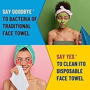 lot 2191 image: Disposable Face Towel, 80 Count Biodegradable Facial Tissue, Unscented Baby Dry Wipes, Make Up Removing Wipes Ultra Soft Thickening for Sensitive Skin