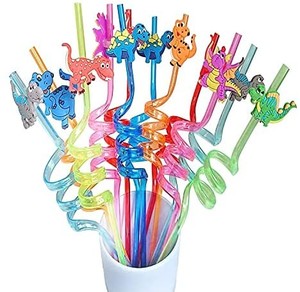 lot 2194 image: 10.2 Inch Cartoon Dinosaur Straws, Suitable for Birthday Party Decorations, 10 Pcs