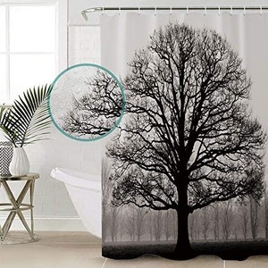 lot 4005 image: Ambesome Grey Decor Shower Curtain  see pics for design different tree