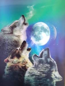 lot 4021 image: Tristan 3d Wall Art  Wolf Howl At The Moon picture in motion when you walk by
