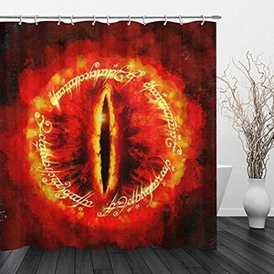 lot 4057 image: Hobbit Lord of Rings Shower Curtain Red Fabric Bathroom Shower Curtain Set 70 x 70 Inch with Hooks see pics for design