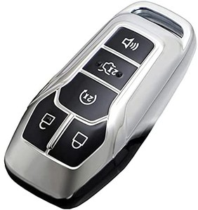lot 4101 image: Key Case Ford Ford Fob Cover Soft TPU Full Protection Key Case Ford Fusion F-150 Edge Explorer Mustang Lincoln MKZ MKC, Silver