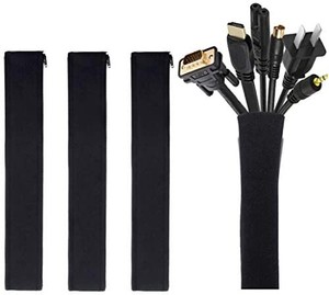lot 4124 image: Cable Organizer for TV  Computer  Home Entertainment, 19-20 Inch, Flexible Cable Sleeve Organizer, 4-Piece