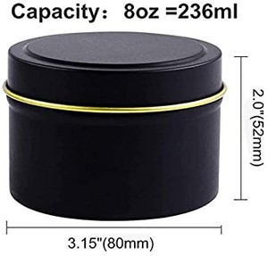lot 4190 image: Candle Tins, Black Candle Tins for Bulk Candle Making, 8oz Candle Jars, Candle Making Tin Jars, Metal Jars