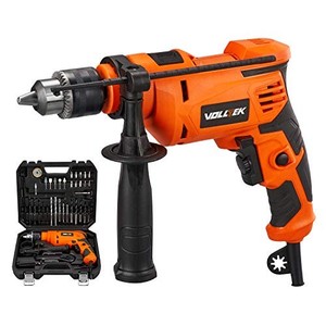 lot 4232 image: VOLLTEK 710W Hammer Drill with 37Pcs Bit Set Storage Case, 6.5 Amp 0-3200 RPM Variable-speed Trigger Hammer and Drill Function 2 Mode in 1, Suitable for For Brick, Wood, Steel VPID1041