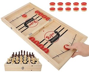 lot 4245 image: Folding fast puck game, international chess, shooting games, board games, toys for children and adults, large size, two in one great family fun