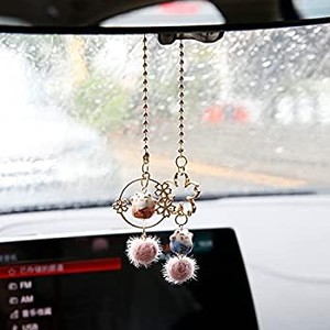 lot 41893 image: Maneki Neko Mirror Hanging Couple Lucky Cat with Sakura for Car Interior Ornament Decoration (Sakura & Cat)