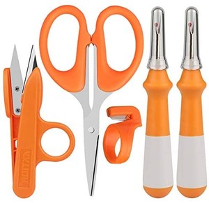 lot 41894 image: Seam Ripper,Sewing Stitch Thread Remover, 2Pack Thread Cutter with 1 Pack Thread Snips Scissor,1 Scissor,1 Finger Cutter. with bonus bag
