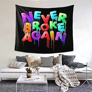 lot 41900 image: Candy Sky Tapestries-Never Broke Again Bedroom Teen Girls Cute Small Dorm College Tapestry Indie Room Wall Decor Aesthetic 6051inch