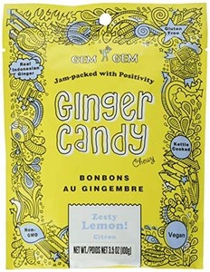 lot 41907 image: Gem Gem Ginger Candy Chewy Ginger Chews (Lemon, 5.0oz, Pack of 1 ex 8821