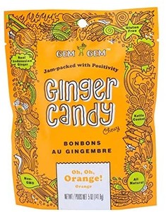 lot 41909 image: Gem Gem Ginger Candy Chewy Ginger Chews (orange, 5.0oz, Pack of 1)