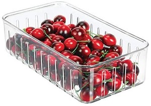 lot 41914 image: mDesign Plastic Kitchen Refrigerator Produce Storage Organizer Bin with Open Vents for Air Circulation - Food Container for Fruit, Vegetables, Lettuce, Cheese, Fresh Herbs, Snacks - 2 pack