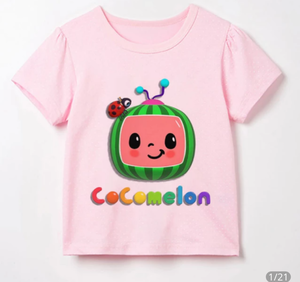 lot 41916 image: cocomelon pink shirt with ruffled bottom size 3t