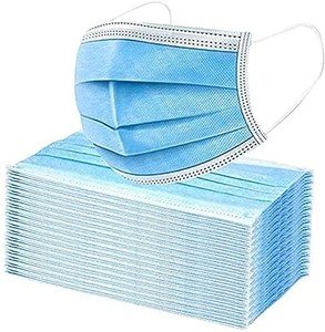 lot 41926 image: Premium Pack of 50 Childrens Size Single Use Disposable Kids Face Mask, Boys and Girls, Soft on Skin, Bulk Pack 3-Ply Masks  Facial Cover with Elastic Earloops For Childcare, School