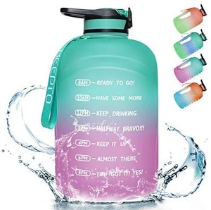 lot 41930 image: Bottle Joy Gallon Motivational Water Bottle - 128oz BPA Free Water Bottle with Time Marker & Straw, Leakproof Water Jug with Handle, Large Capacity Sports Water Track Bottle Ensure You Drink Enough Water Daily varies slightly from stock photo