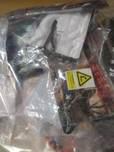 lot 41945 image: mixed bag of 20 reusable cloth face masks and or gaiters