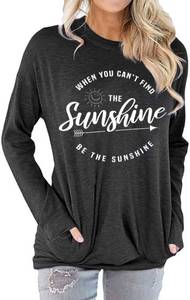 lot 41950 image: Womens Positive Sunshine Shirt Graphic Tees Casual Summer Tops Trendy Loose Fit Sweatshirts Tunic Tops With Pockets size 2xl looks more like an xl