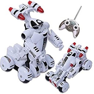 lot 41970 image: YARMOSHI Transforming Robot Truck 2 in 1 Action Figure This Remote Control Fighter Toy has a USB Connection for Easy Charging. Made of Safe, Sturdy Materials, (White Space Car
