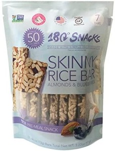 lot 41971 image: 180 Snacks Pre-Meal Snack Skinny Rice Bar with Himalayan Salt 1 Pack, 3.22oz (Blueberry & Almond) ex421