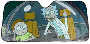 lot 41979 image: Official Rick and Morty Auto Sunshade - Space Cruiser Flipping the Bird - Heat Shield for Car Windshield - Accessories for Vehicles - Funny Protective Visor Cover Reflector - Licensed Merchandise