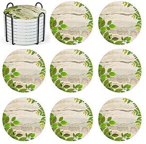 lot 48972 image: Turnbuckle Drink Coaster, Absorbent Stone Coaster Set, Cork Base, Comes with Coaster, 6 Gift Pieces see pics for design