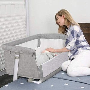 lot 5010 image: Baby Bassinet,RONBEI Bedside Sleeper,Baby Bed to Bed,Babies Crib Bed, Adjustable Portable Bed for InfantBaby BoyBaby GirlNewborn (Light Grey