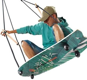 lot 5021 image: Gentle Booms Sports Stand Up Surfing Swing, Skateboard Tree Swing with Adjustable Handle, Bearing 660 Pounds, Outdoor Swing for Kids and Adults