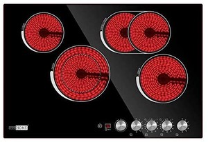 lot 5023 image: VIVOHOME 30 Inch 4 Burner 7400W Electric Radiant Cooktop, Smoothtop with 5 Heat Setting and 90-min Timer, Black