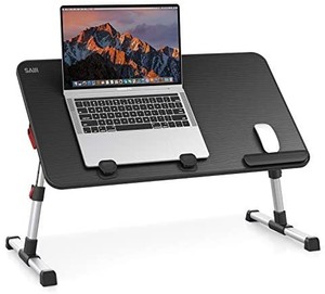 lot 5045 image: Large Size Laptop Bed Tray Table, SAIJI Adjustable Laptop Stand, Portable Lap Desks with Foldable Legs, Notebook Standing Breakfast Reading Desk for Sofa Couch Floor (Black