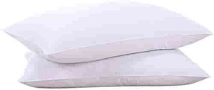 lot 5047 image: puredown Goose Down Feather White Pillow Inserts, 100% Egyptian Cotton Fabric Cover Bed Pillows, Set of 2 Queen Size