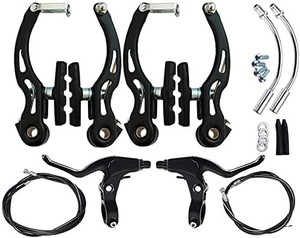 lot 5059 image: BQSHOP Complete Bike Brake Set, Black Front and Rear Bike MTB Hybrid Brake Inner and Outer Cables and Lever Kit Includes Callipers Levers Cables, Bicycle V-Brake Set (Black